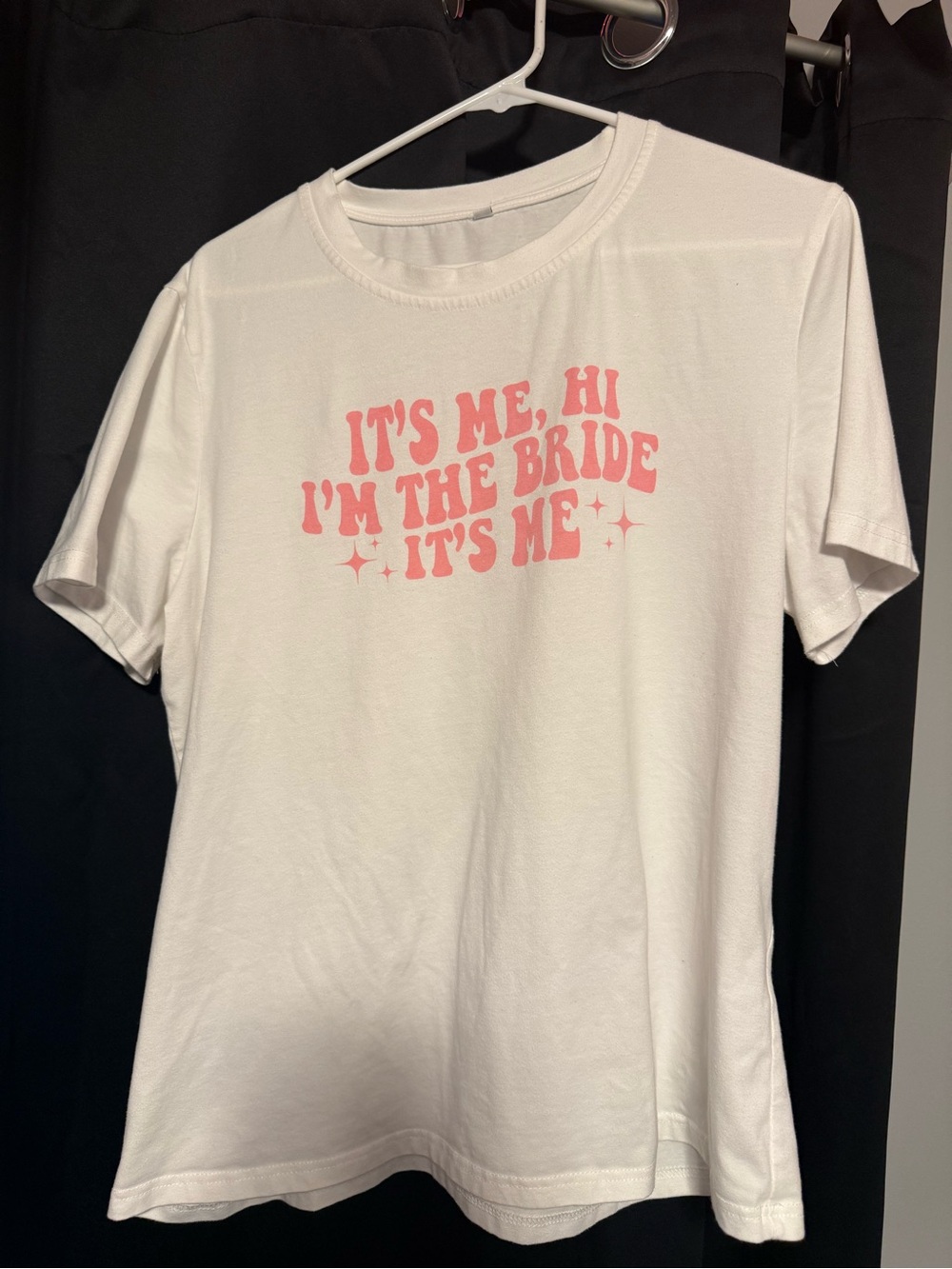 Women's White T-Shirt with Pink Bride Graphic